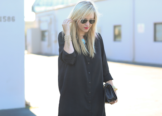 black shirt dress