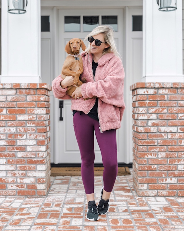 Fabletics leggings, teddy jacket | My Style Diaries blogger Nikki Prendergast