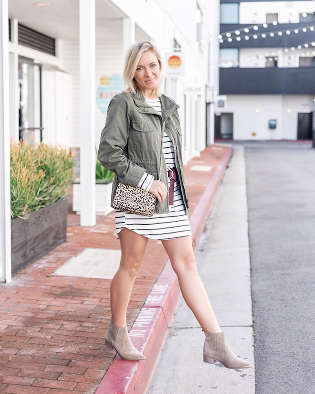 Billabong dress, Madewell jacket, Marc Fisher booties | My Style Diaries blogger Nikki Prendergast
