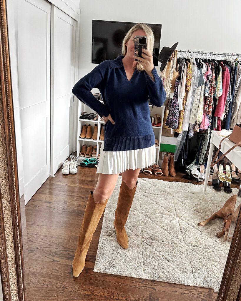 English Factory sweater dress, Staud Western Wally boots | My Style Diaries blogger Nikki Prendergast